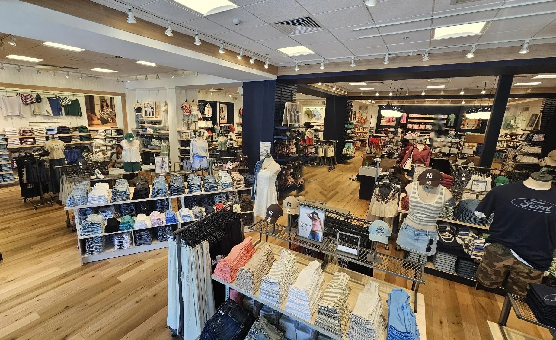 American Eagle retail refresh — completed retail floor overall with refreshed lighting and fixtures